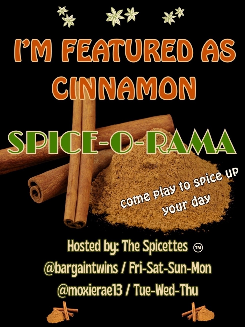 🌶️ I’m Featured as CINNAMON 🌶️ on Spice-O-Rama Daily Share Game 9/1 🪩